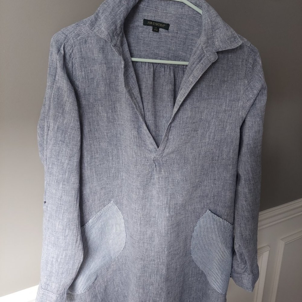 Light grey cotton tunic (For Cynthia), size 8 US
